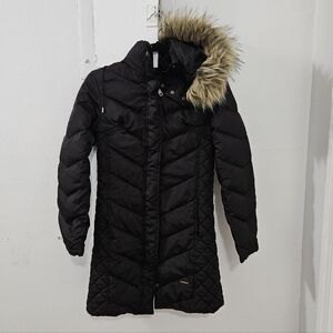 Kenneth Cole Puffer Coat with Faux Fure Hood